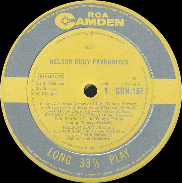 Nelson Eddy : Nelson Eddy Favourites (LP, Mono)