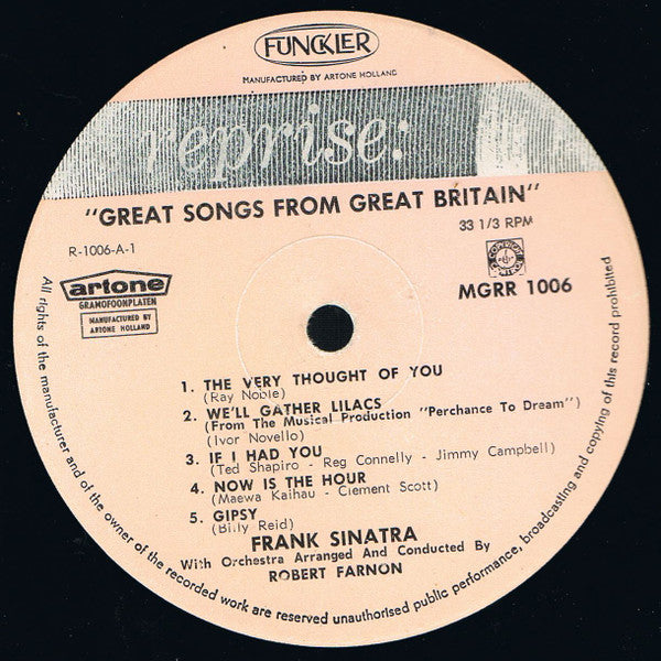 Frank Sinatra : Sinatra Sings Great Songs From Great Britain (LP, Album, Mono)