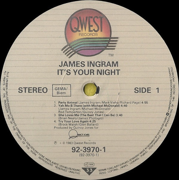 James Ingram : It's Your Night (LP, Album)