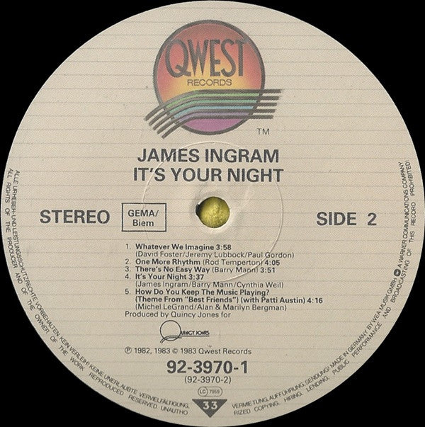 James Ingram : It's Your Night (LP, Album)