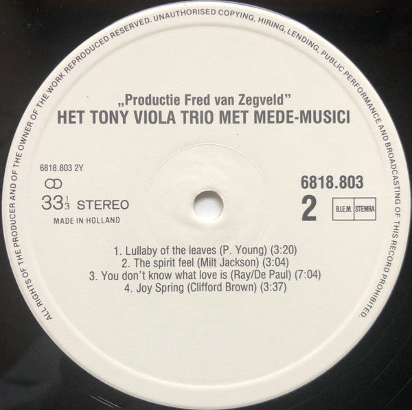 Tony Viola Trio : En Mede-Musici (LP, Album)
