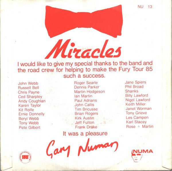 Gary Numan : Miracles (7", Single)