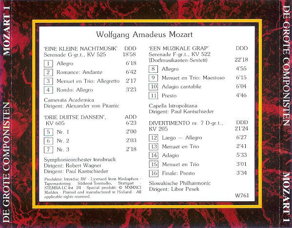 Wolfgang Amadeus Mozart : Eine Kleine Nachtmusik, KV 525 (CD, Comp)
