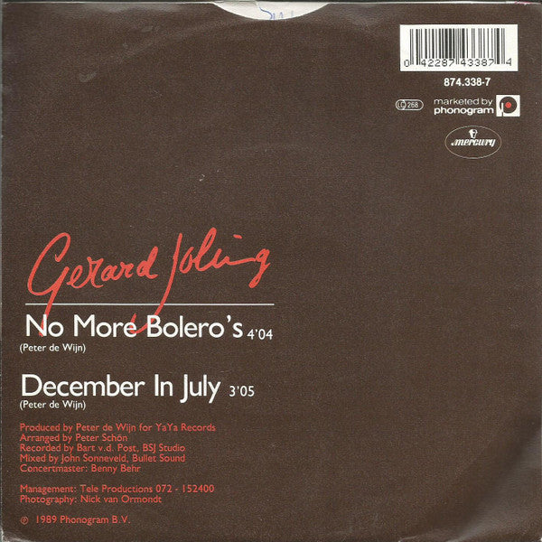 Gerard Joling : No More Bolero's (7", Single, Bla)