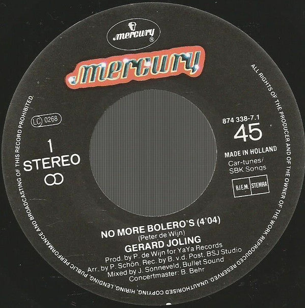 Gerard Joling : No More Bolero's (7", Single, Bla)