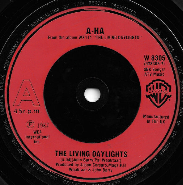 a-ha : The Living Daylights (7", Single, Red)