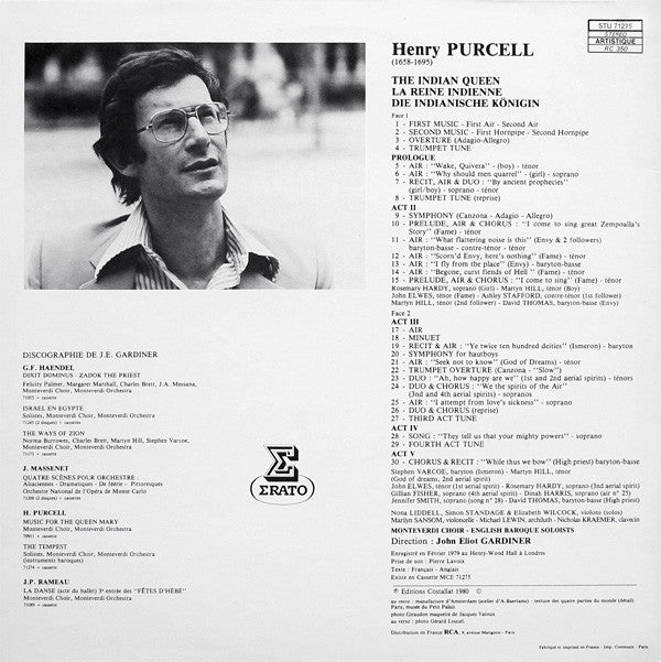 Henry Purcell, The Monteverdi Choir & The English Baroque Soloists, John Eliot Gardiner : The Indian Queen (LP)