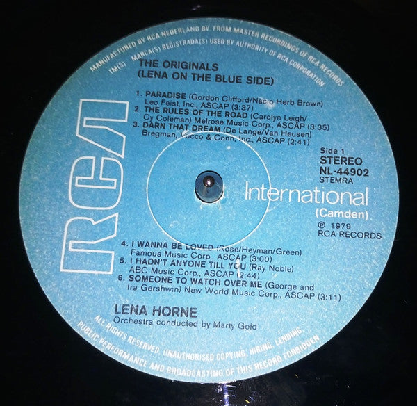 Lena Horne : Lena On The Blue Side (LP, Album, RE)