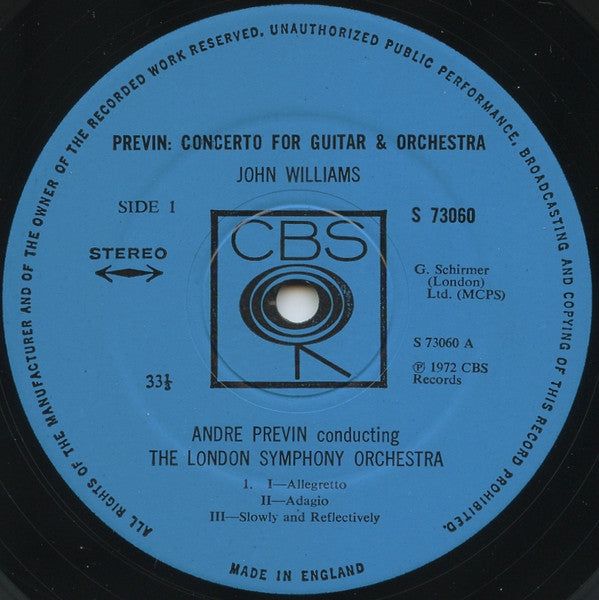 John Williams (7) / André Previn / London Symphony Orchestra - André Previn / Manuel María Ponce Cuéllar : Guitar Concerto / Concierto Del Sur (LP, Album)