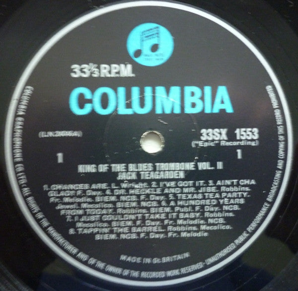 Jack Teagarden : King Of The Blues Trombone Volume 2 (LP, Comp, Mono)