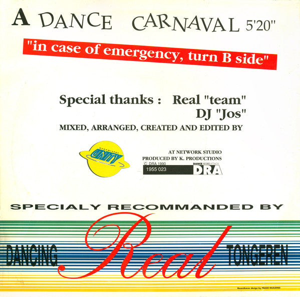 Unity (2) : The Real Presents Dance Carnaval (12", Pic)