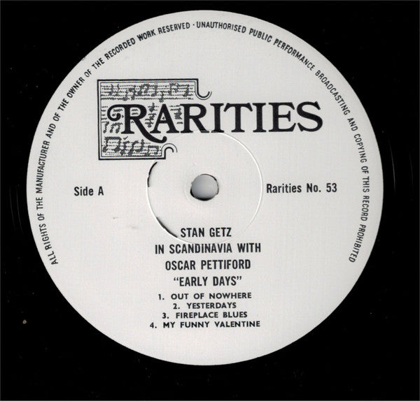 Stan Getz : The Early Days - In Scandinavia With Oscar Pettiford (LP, Comp, Mono)