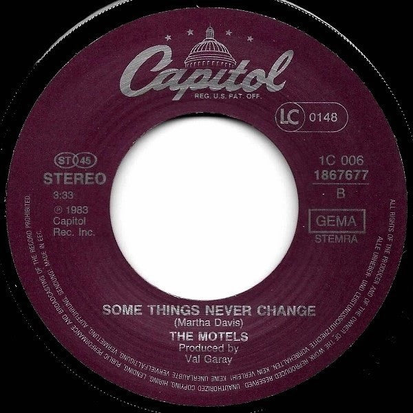 The Motels : Suddenly Last Summer (7", Single)