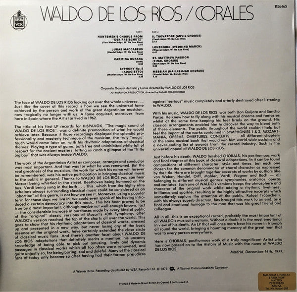 Waldo De Los Rios : Corales (LP, Album)