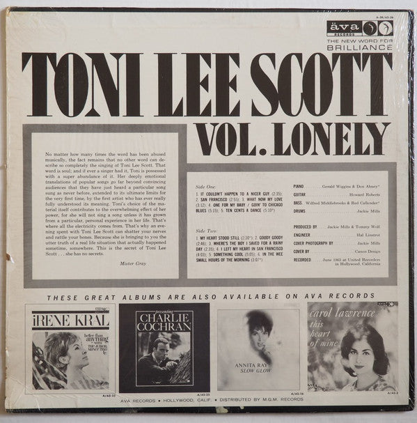 Toni Lee Scott : Vol. Lonely (LP, Album)
