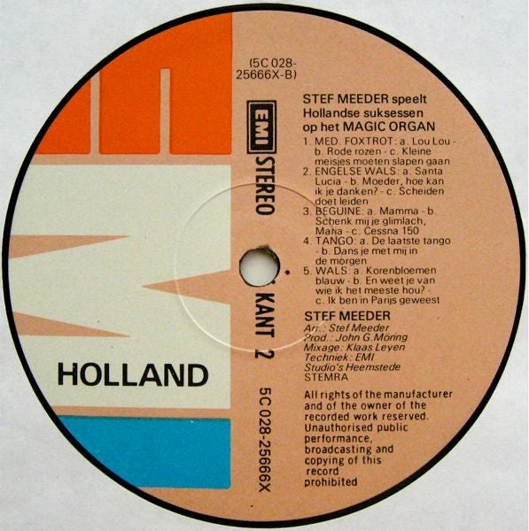 Stef Meeder : Stef Meeder Speelt Hollandse Suksessen Op Het Magic Organ (LP, Album, RE)