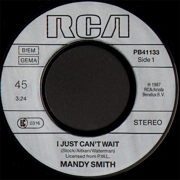 Mandy Smith : I Just Can't Wait (7", Single)