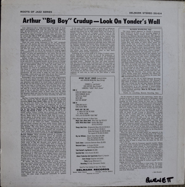 Arthur "Big Boy" Crudup : Look On Yonder's Wall (LP, Album, RE)