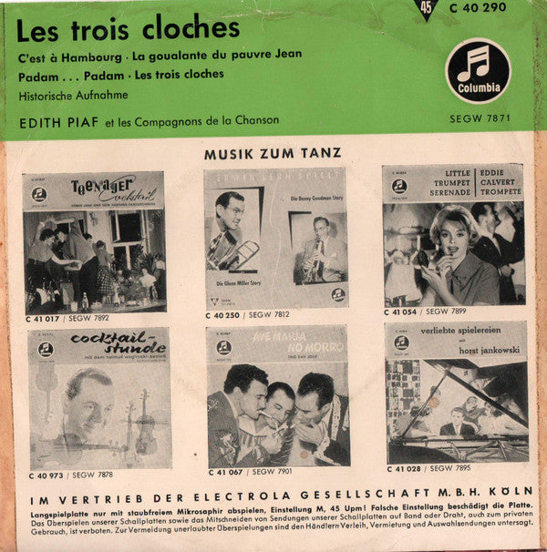 Edith Piaf Et Les Compagnons De La Chanson : Les Trois Cloches (7", EP)