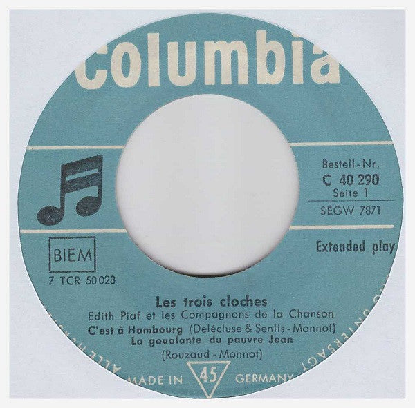 Edith Piaf Et Les Compagnons De La Chanson : Les Trois Cloches (7", EP)