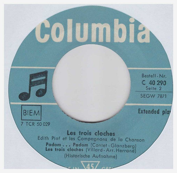Edith Piaf Et Les Compagnons De La Chanson : Les Trois Cloches (7", EP)