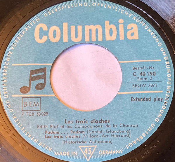 Edith Piaf Et Les Compagnons De La Chanson : Les Trois Cloches (7", EP)
