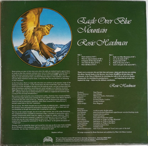 Rosemary Hardman : Eagle Over Blue Mountain (LP, Album)