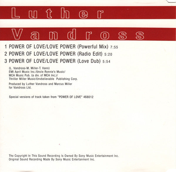 Luther Vandross : Power Of Love / Love Power (Remix) (CD, Maxi)