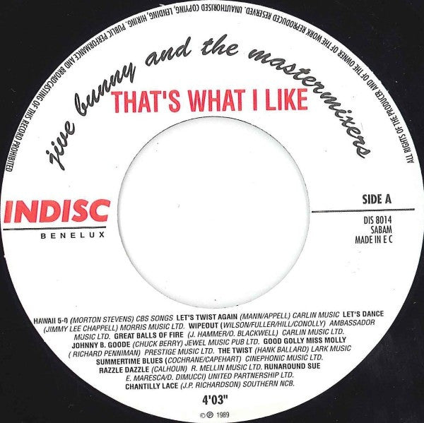 Jive Bunny And The Mastermixers : That's What I Like (7")