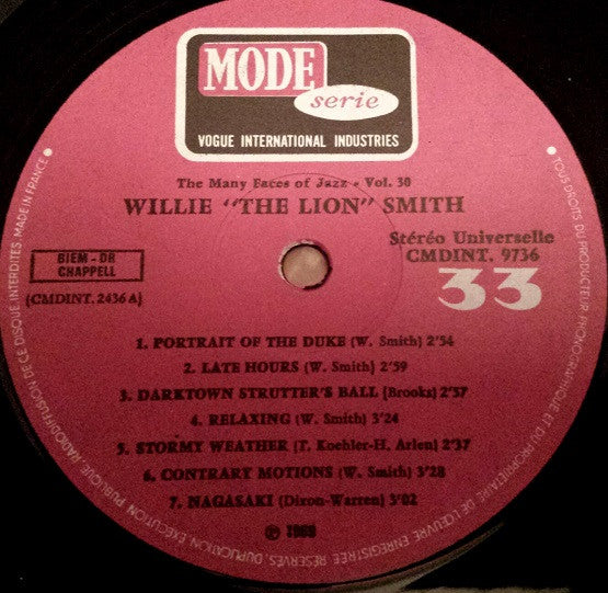Willie "The Lion" Smith : The Many Faces Of Jazz Vol.30 (LP, Comp)