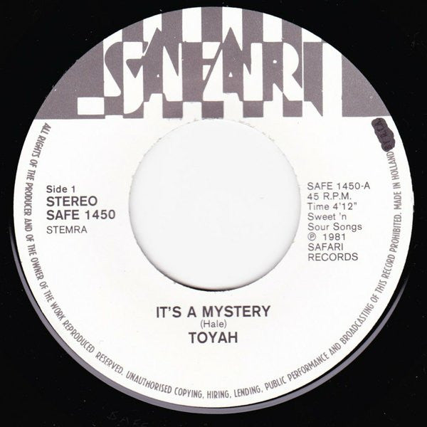 Toyah (3) : It's A Mystery (7", Single)