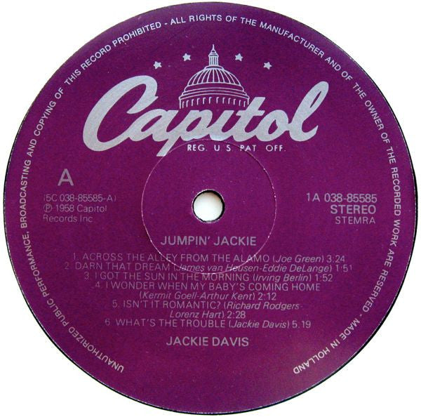 Jackie Davis : Jumpin' Jackie (LP, Album, RE)