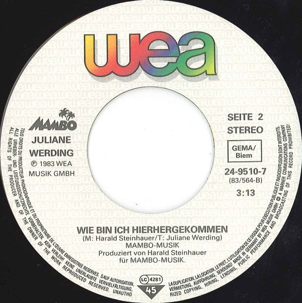 Juliane Werding : Geh Nicht In Die Stadt (Heut Nacht) (7", Single)