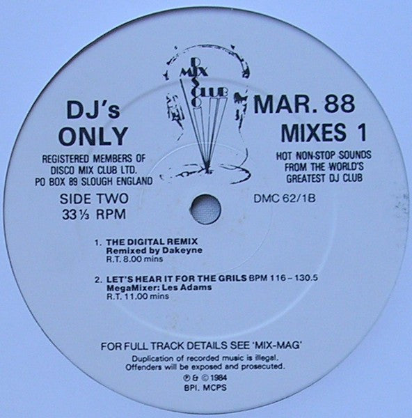 Various : March 88 Mixes 1 (12", Comp, P/Mixed)