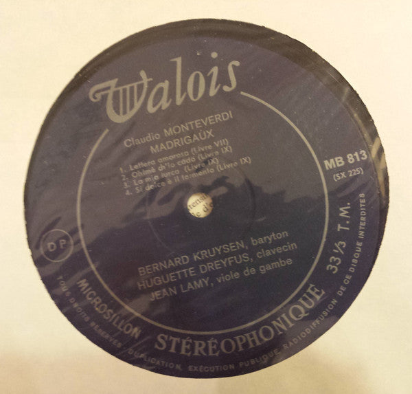 Claudio Monteverdi, Bernard Kruysen, Huguette Dreyfus, Christian Lardé, Jean Lamy : Madrigali E Scherzi Musicali Per Voce Sola (LP)