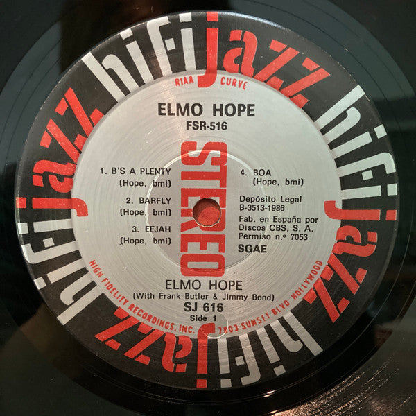 Elmo Hope : With Frank Butler And Jimmy Bond (LP, Album, RE)