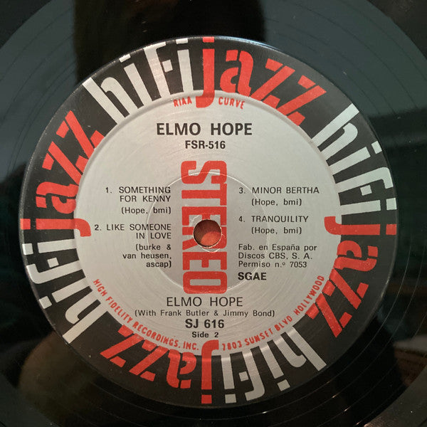 Elmo Hope : With Frank Butler And Jimmy Bond (LP, Album, RE)