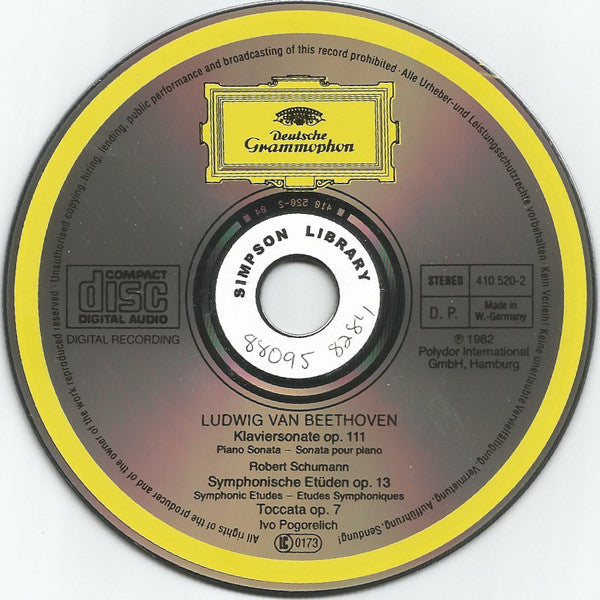 Ludwig Van Beethoven / Robert Schumann - Ivo Pogorelich : Klaviersonate Op. 111 / Symphonische Etüden ▪ Toccata (CD, Album, RE)