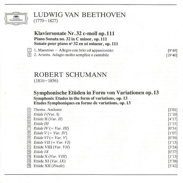 Ludwig Van Beethoven / Robert Schumann - Ivo Pogorelich : Klaviersonate Op. 111 / Symphonische Etüden ▪ Toccata (CD, Album, RE)