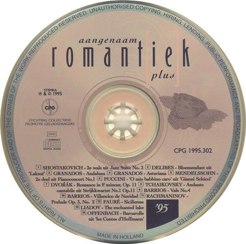 Various : Aangenaam Romantiek Plus (CD, Comp, Promo)