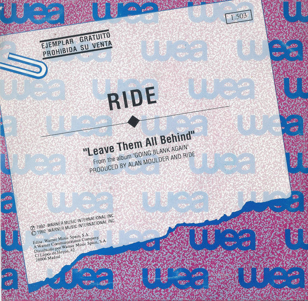 Ride : Leave Them All Behind (7", Single, Promo)
