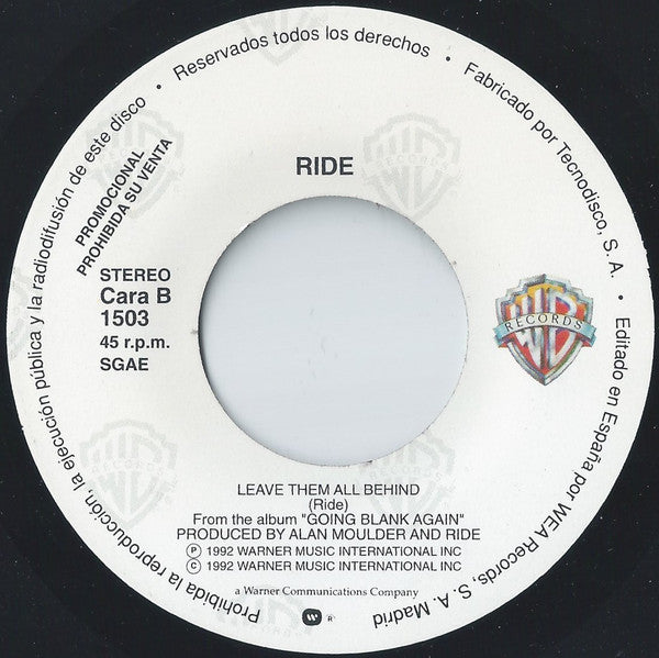 Ride : Leave Them All Behind (7", Single, Promo)