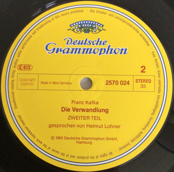 Franz Kafka Gesprochen Von Helmuth Lohner : Die Verwandlung (LP)