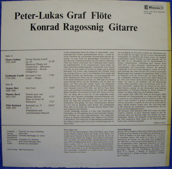 Mauro Giuliani (2), Ferdinando Carulli, Jacques Ibert, Maurice Ravel, Willy Burkhard, Peter-Lukas Graf, Konrad Ragossnig : Untitled (LP)