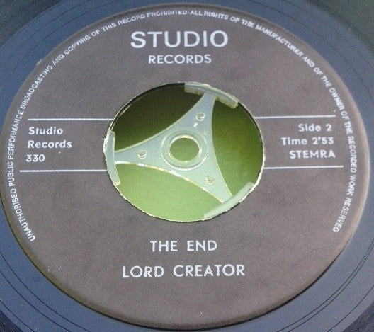 Tony Gregory, Lord Creator : Baby Come On Home / The End (7")