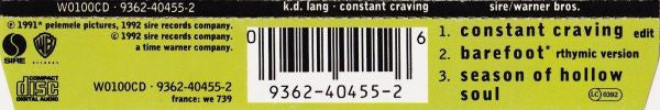 k.d. lang : Constant Craving (CD, Single)