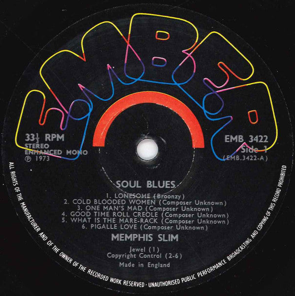 Memphis Slim : Soul Blues (LP, Album, RE)