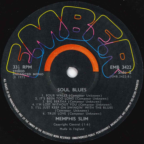 Memphis Slim : Soul Blues (LP, Album, RE)