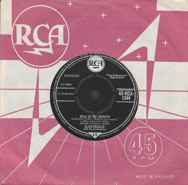 Elvis Presley : Wild In The Country (7", Single)