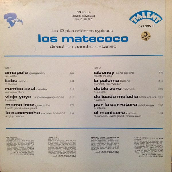 Los Matecoco : Les 12 Plus Célèbres Typiques (LP)
